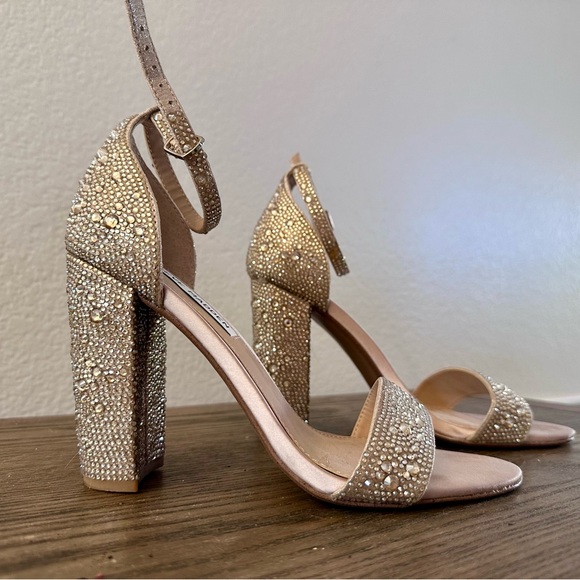Steve Madden Gold Rhinestone Women's Heels - Picture 3 of 9